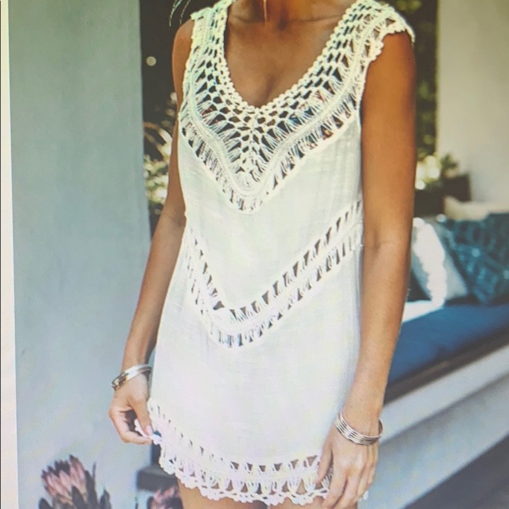 White crochet cover up
